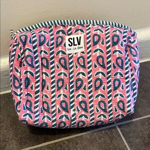 SLV Pink and Teal Patterned Cosmetic Bag - NWT